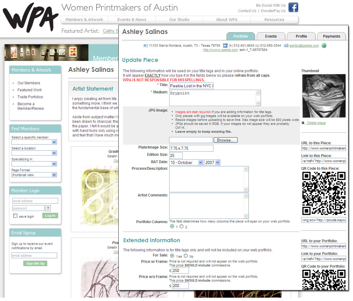 Women Printmakers of Austin <small>Website and Application</small>